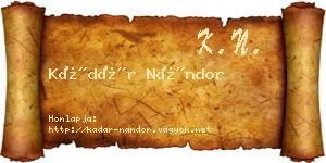 Kádár Nándor névjegykártya